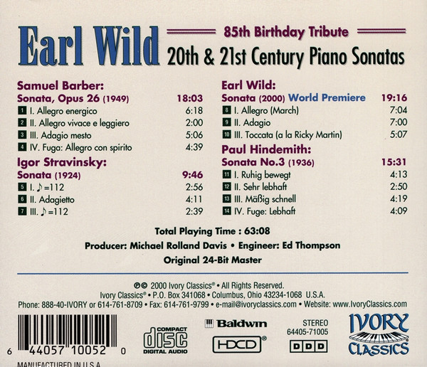 Earl Wild - Barber* / Hindemith* / Stravinsky*-1