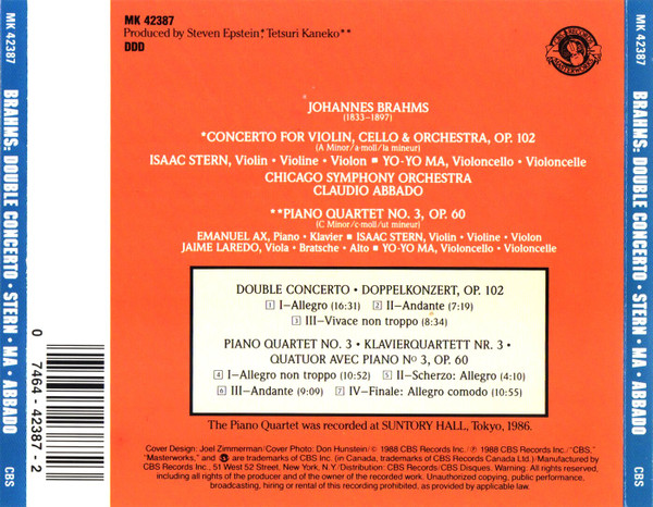 Brahms* - Isaac Stern · Yo-Yo Ma · Claudio Abbado, Chicago Symphony Orchestra-2