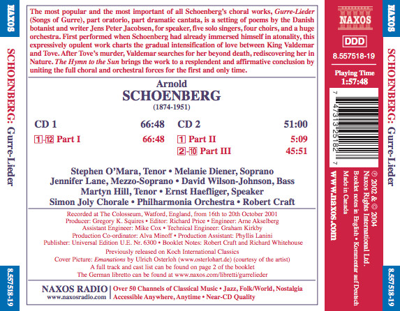 Schoenberg*, O'Mara* • Diener* • Lane* • Wilson-Johnson* • Hill* • Haefliger* • Simon Joly Chorale • Philharmonia Orchestra, Robert Craft-1