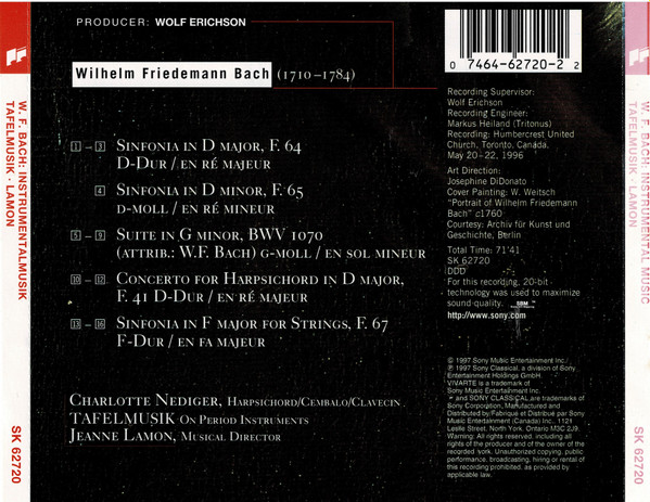 Wilhelm Friedemann Bach, Charlotte Nediger, Tafelmusik*, Jeanne Lamon-3