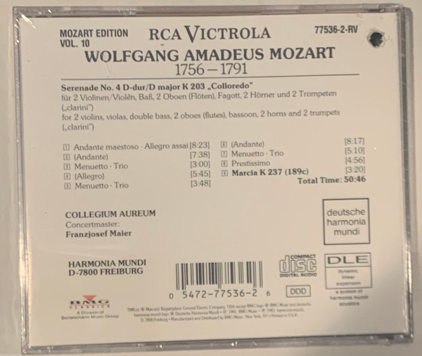 Wolfgang Amadeus Mozart, Collegium Aureum, Franzjosef Maier-1