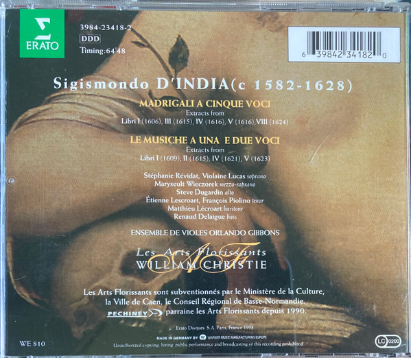 Sigismondo D'India, William Christie, Les Arts Florissants, Stéphanie Révidat, Violaine Lucas, Maryseult Wieczorek, Steve Dugardin, Etienne Lescroart, François Piolino, Renaud Delaigue, Ensemble Orlando Gibbons-1