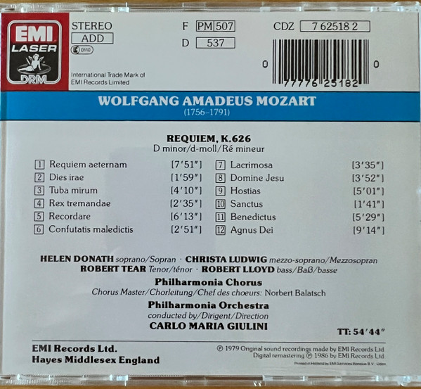 Wolfgang Amadeus Mozart – Helen Donath • Christa Ludwig • Robert Tear • Robert Lloyd (4) / Carlo Maria Giulini-2