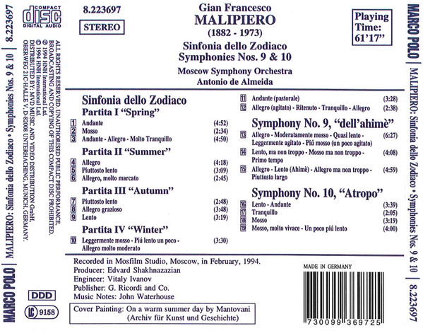 Gian Francesco Malipiero - Moscow Symphony Orchestra*, Antonio De Almeida-1