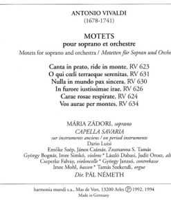 Vivaldi* - Mária Zádori, Capella Savaria, Pál Németh-2