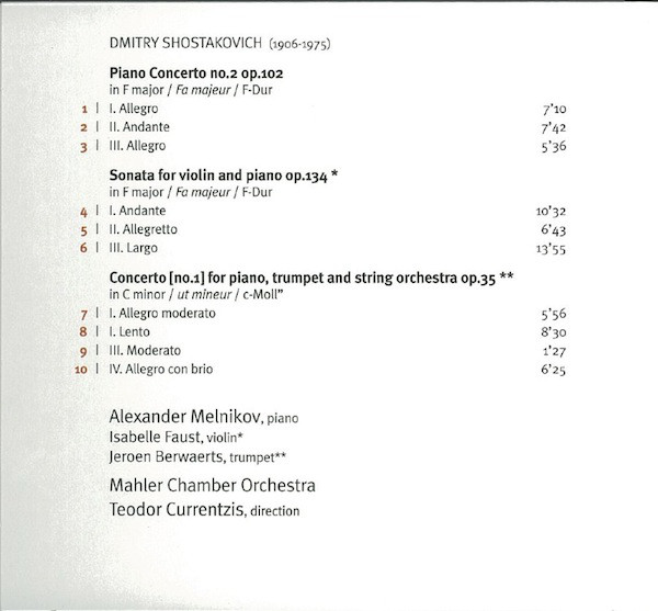 Shostakovich*, Alexander Melnikov, Isabelle Faust, Jeroen Berwaerts, Mahler Chamber Orchestra, Teodor Currentzis-1