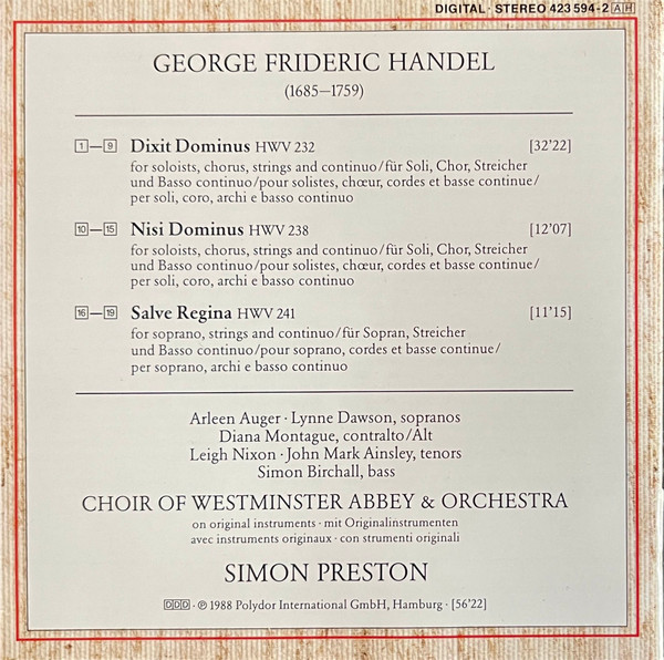 Georg Friedrich Händel, Choir And Orchestra Of Westminster Abbey, Simon Preston-3