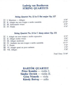 Ludwig van Beethoven, Bartók Quartet-2