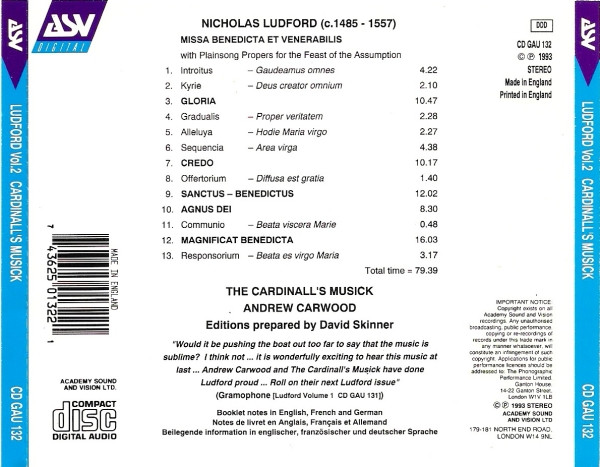 Nicholas Ludford - The Cardinall's Musick, Andrew Carwood • David Skinner (4)-1