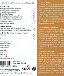 Carl Philipp Emanuel Bach - Elizabeth Watts · Wiebke Lehmkuhl · Lothar Odinius · Markus Eiche · RIAS-Kammerchor · Akademie Für Alte Musik Berlin · Hans-Christoph Rademann-1