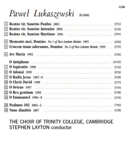 Paweł Łukaszewski, The Choir Of Trinity College, Cambridge, Stephen Layton-3