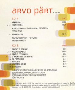 Pärt* - Kaia Urb · Tiit Kogerman · Christopher Bowers-Broadbent · Ene Salumae* · Paavo Järvi · Andrew Parrott · Tõnu Kaljuste-1