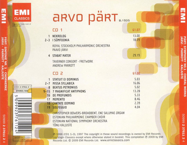 Pärt* - Kaia Urb · Tiit Kogerman · Christopher Bowers-Broadbent · Ene Salumae* · Paavo Järvi · Andrew Parrott · Tõnu Kaljuste-1