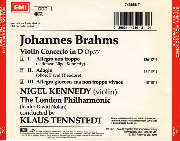 Nigel Kennedy · Johannes Brahms · London Philharmonic Orchestra · Klaus Tennstedt-2