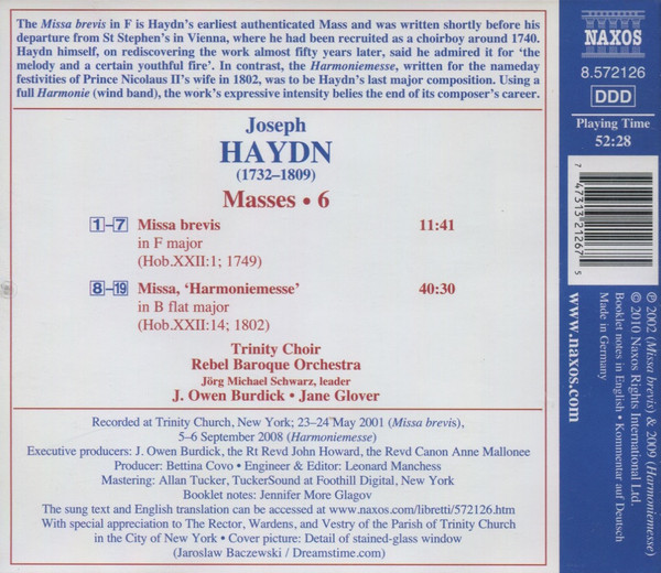 Haydn* • Trinity Choir* • Rebel Baroque Orchestra • J. Owen Burdick • Jane Glover-1