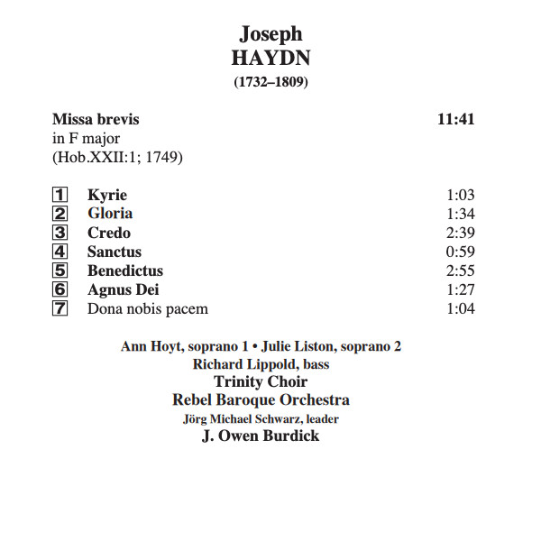 Haydn* • Trinity Choir* • Rebel Baroque Orchestra • J. Owen Burdick • Jane Glover-2