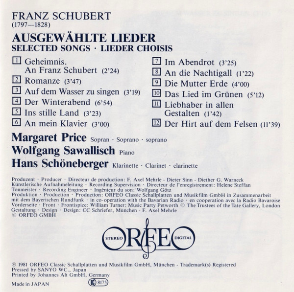 Franz Schubert / Margaret Price, Wolfgang Sawallisch, Hans Schöneberger-4