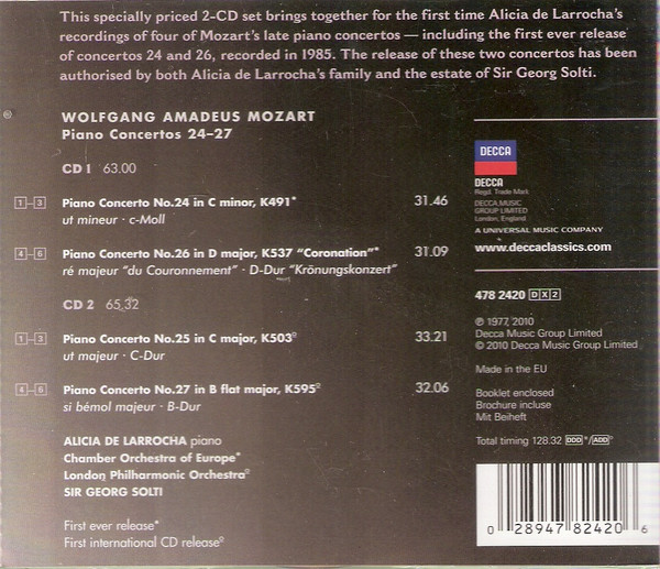 Mozart*, Alicia De Larrocha, Sir Georg Solti*, Chamber Orchestra Of Europe*, London Philharmonic Orchestra-3