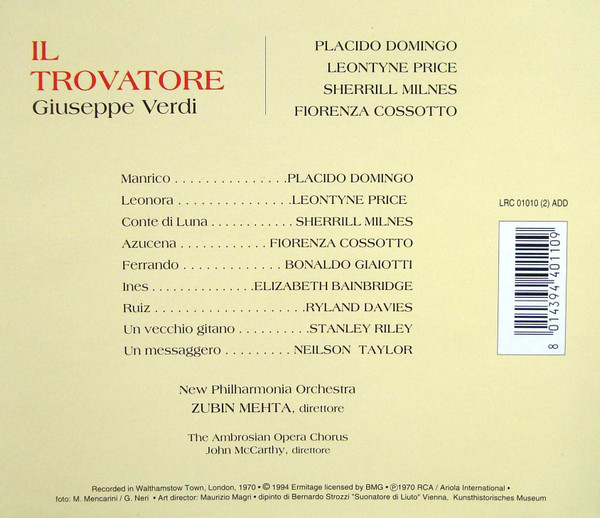 Verdi* / Placido Domingo, Leontyne Price, Sherrill Milnes, Fiorenza Cossotto, Zubin Mehta, New Philharmonia Orchestra, Ambrosian Opera Chorus*-1