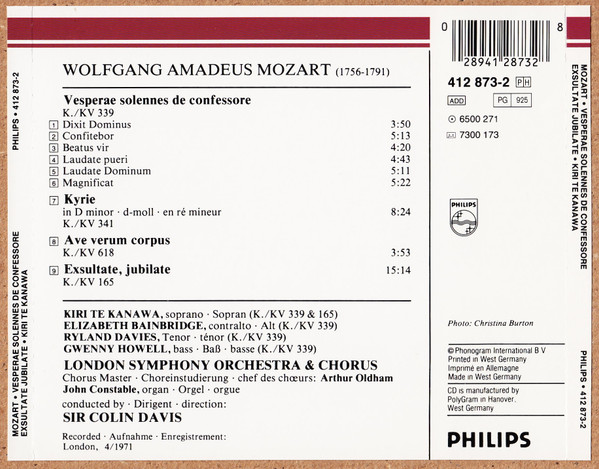 Mozart* — Kiri Te Kanawa — London Symphony Orchestra & Chorus*, Sir Colin Davis-1