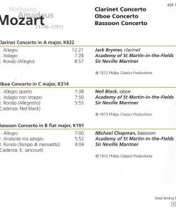Wolfgang Amadeus Mozart, Jack Brymer, Neil Black (3), Michael Chapman (4), Academy Of St. Martin-in-the-Fields*, Sir Neville Marriner-1