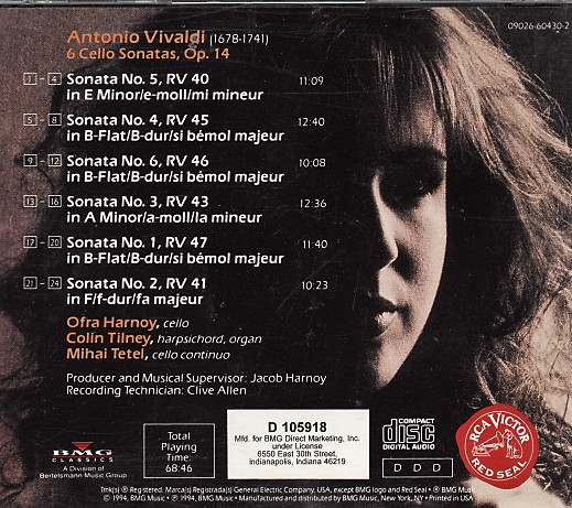Antonio Vivaldi – Ofra Harnoy, Colin Tilney, Mihai Tetel-1