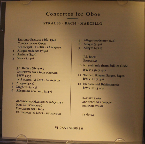 Richard Strauss · Johann Sebastian Bach · Alessandro Marcello, Ray Still, Academy Of London, Richard Stamp-1
