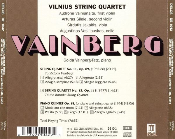 Moisei Vainberg*, Vilnius String Quartet*, Golda Vainberg-Tatz-1