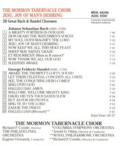 Johann Sebastian Bach, Georg Friedrich Händel - Mormon Tabernacle Choir, Richard P. Condie, The Philadelphia Orchestra, Eugene Ormandy-1