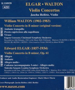 Elgar*, Walton*, Jascha Heifetz, Cincinnati Symphony Orchestra, Eugene Goossens*, London Symphony Orchestra, Malcolm Sargent*-1