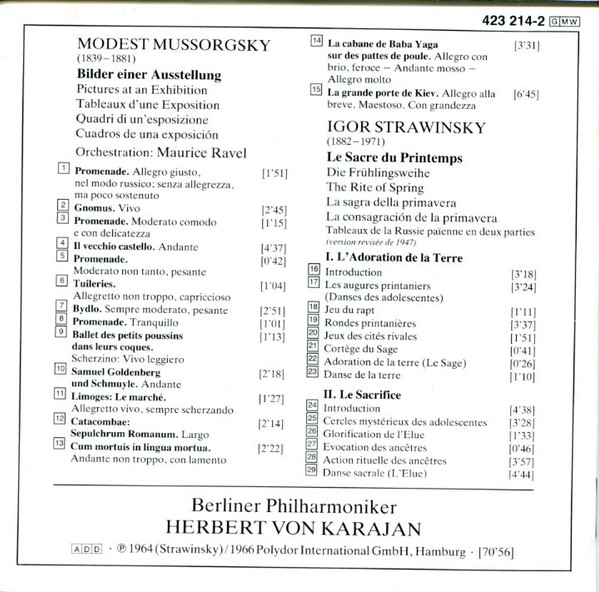 Modest Mussorgsky / Maurice Ravel, Igor Strawinsky*, Herbert von Karajan, Berliner Philharmoniker-1