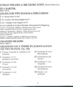 Sir Georg Solti*, Murray Perahia, Bartok*, Brahms*, Corkhill*, Glennie*-4