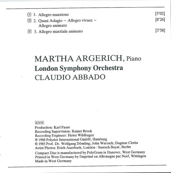Chopin* / Liszt* - Martha Argerich · London Symphony Orchestra · Claudio Abbado-3