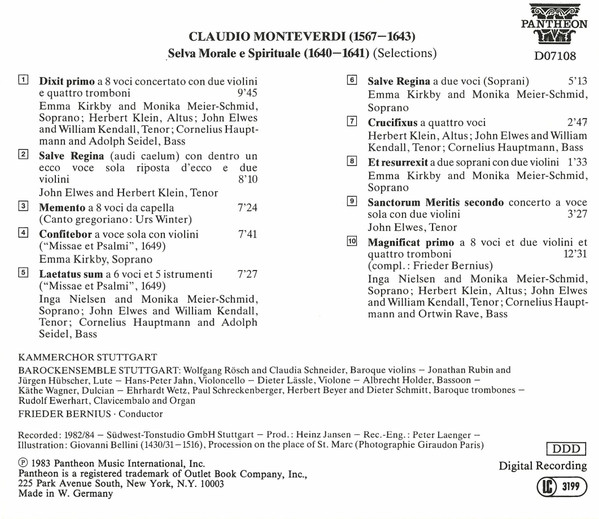 Monteverdi* – Emma Kirkby, John Elwes, Kammerchor Stuttgart, Barockensemble Stuttgart, Frieder Bernius-1