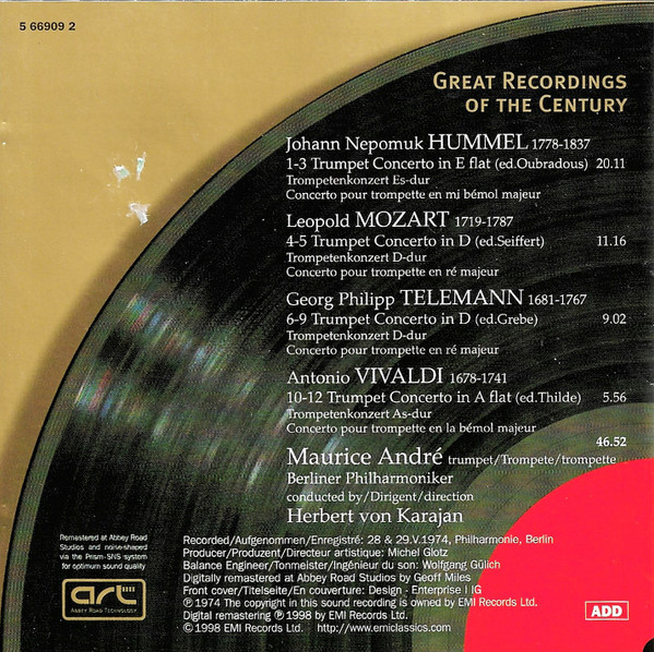 Johann Nepomuk Hummel · Leopold Mozart · Georg Philipp Telemann · Antonio Vivaldi – Maurice André, Herbert von Karajan, Berliner Philharmoniker-3