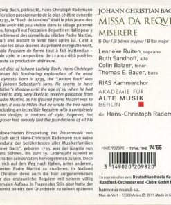 Johann Christian Bach - Lenneke Ruiten, Ruth Sandhoff, Colin Balzer, Thomas Bauer*, RIAS Kammerchor*, Akademie Für Alte Musik Berlin, Hans-Christoph Rademann-1
