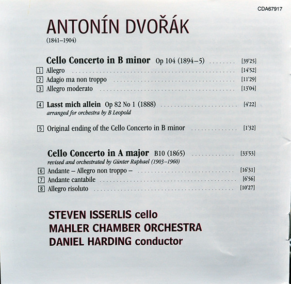 Dvořák* - Steven Isserlis, Daniel Harding, Mahler Chamber Orchestra-1