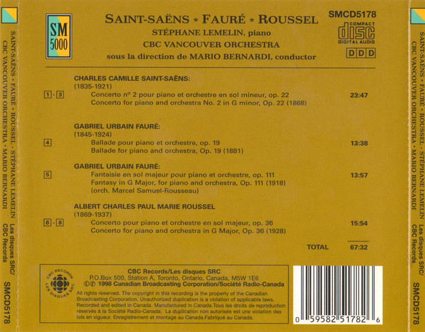 Camille Saint-Saëns, Gabriel Fauré, Albert Roussel, Stéphane Lemelin, CBC Vancouver Orchestra, Mario Bernardi (2)-1