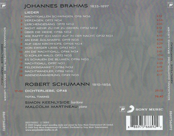 Robert Schumann / Johannes Brahms - Simon Keenlyside, Malcolm Martineau-1