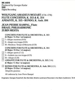 Mozart* - Jean-Pierre Rampal, Israel Philharmonic Orchestra, Zubin Mehta-1