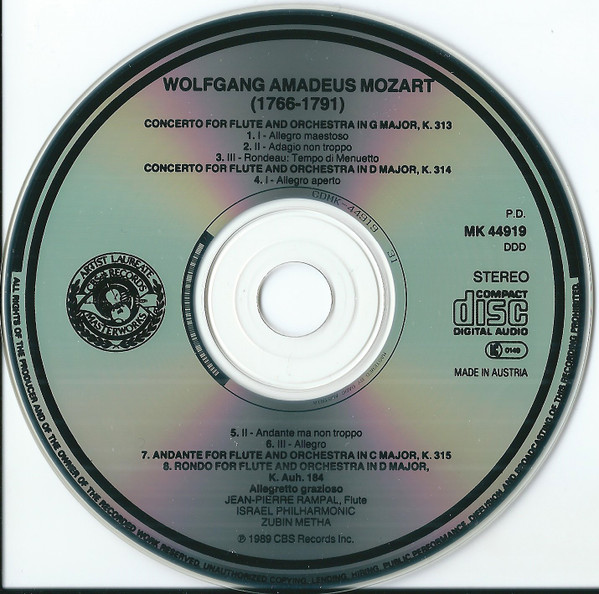 Mozart* - Jean-Pierre Rampal, Israel Philharmonic Orchestra, Zubin Mehta-2