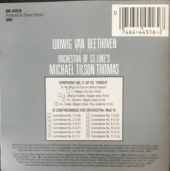 Beethoven* - Orchestra Of St. Luke's, Michael Tilson Thomas-3