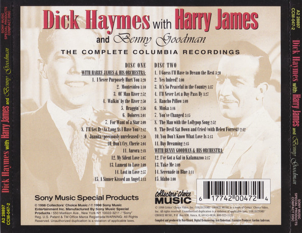 Dick Haymes with Harry James (2) and Benny Goodman-3