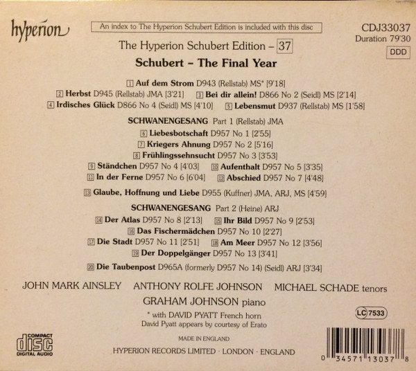 Schubert* - John Mark Ainsley, Anthony Rolfe Johnson, Michael Schade, Graham Johnson (2)-1