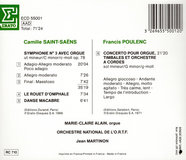 Saint-Saëns*, Poulenc* - Orchestre National De L'ORTF, Jean Martinon, Marie-Claire Alain-1