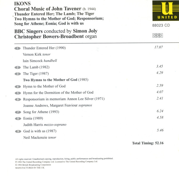 John Tavener, BBC Singers, Simon Joly-1