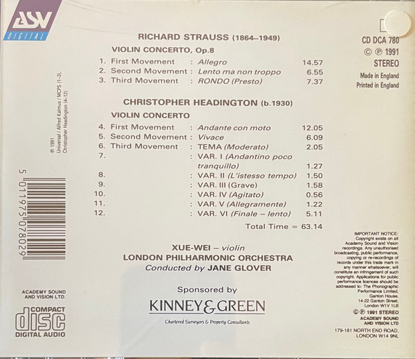 Richard Strauss & Christopher Headington / Xue Wei, Jane Glover, London Philharmonic Orchestra-1