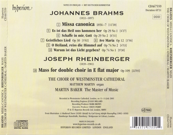 Brahms* • Rheinberger* - Westminster Cathedral Choir, Martin Baker (2)-1