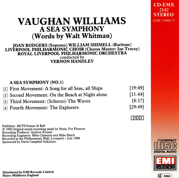 Vaughan Williams* / Joan Rodgers, William Shimell, Royal Liverpool Philharmonic Choir & Royal Liverpool Philharmonic Orchestra Orchestra Vernon Handley-1