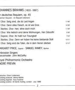 Brahms*, Margaret Price, Samuel Ramey, Ambrosian Singers*, Royal Philharmonic Orchestra, André Previn-4